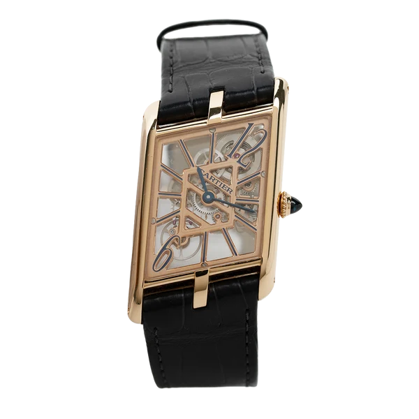Cartier Tank Asymétrique Rose Gold 47MM Skeleton Dial