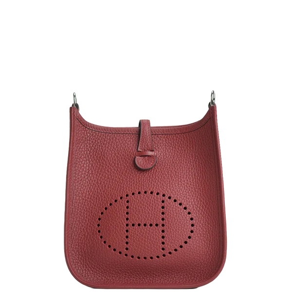 Hermès Mini Evelyn Rouge H Taurillon Clemence Palladium Hardware