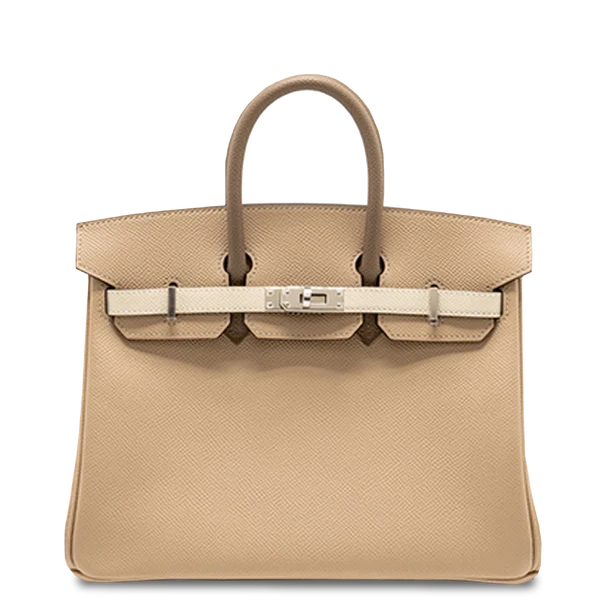 Hermès Birkin 25 Tricolor Epsom Trench/Craie/Etoupe Palladium Hardware Stamp K 2025