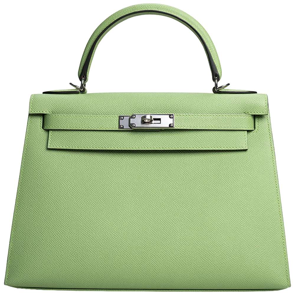 Hermès Kelly 28 Sellier Epsom Vert Criquet Palladium Hardware Stamp Z 2021