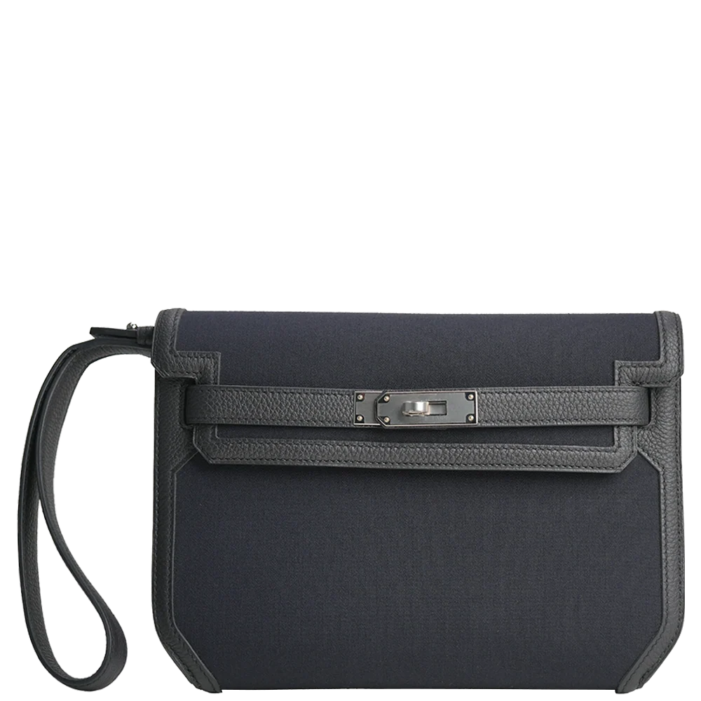 Hermès Kelly Depeches 25 Togo / Canvas Noir Palladium Hardware Stamp W 2024