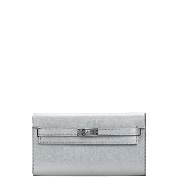 Hermès Kelly To Go Wallet Chèvre CHamkilight Argent Permabrass Hardware