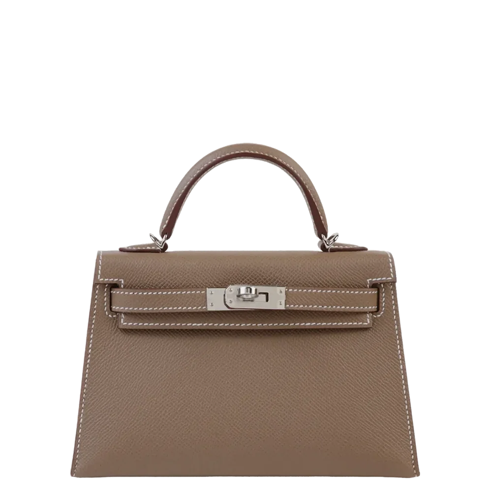 Hermès Mini Kelly II Etoupe Epsom Palladium Hardware Stamp K 2025