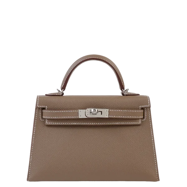 Hermès Mini Kelly II Etoupe Epsom Palladium Hardware Stamp K 2025