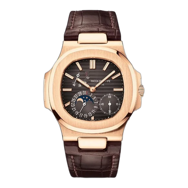 Patek Philippe Nautilus Moon Phases Power Reserve Rose Gold Chocolate Dial